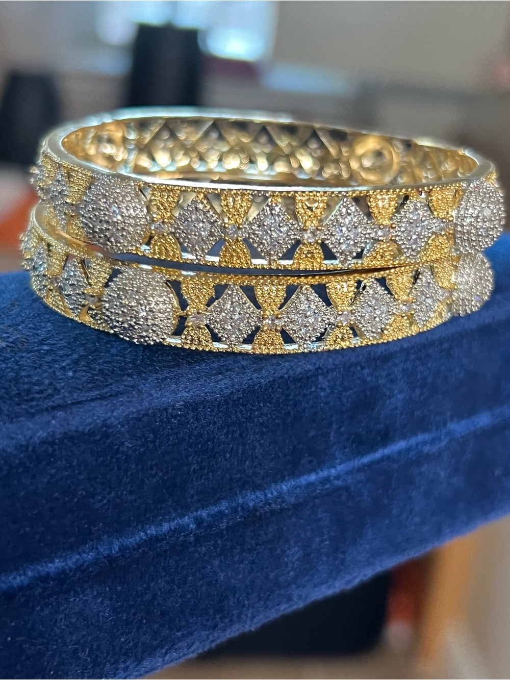 Elegant Gold and Silver Crystal Bangle Set - Women Jewelry Indian Pakistani